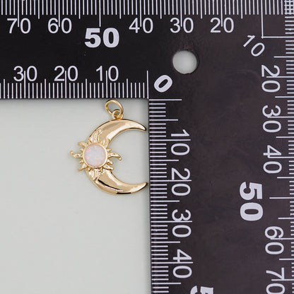 Gold Moon Charms,18K Gold Filled CZ Moon Pendant,Celestial Charm Bracelet Necklace for DIY Jewelry Making Supply