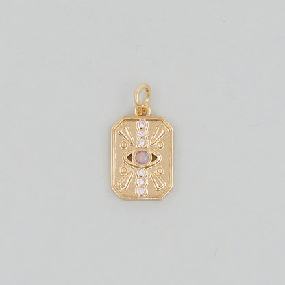 Gold Rectangle Evil Eye Charms,18K Gold Filled Evil Eye Pendant,Evil Eye Charm Bracelet Necklace for DIY Jewelry Making Supply