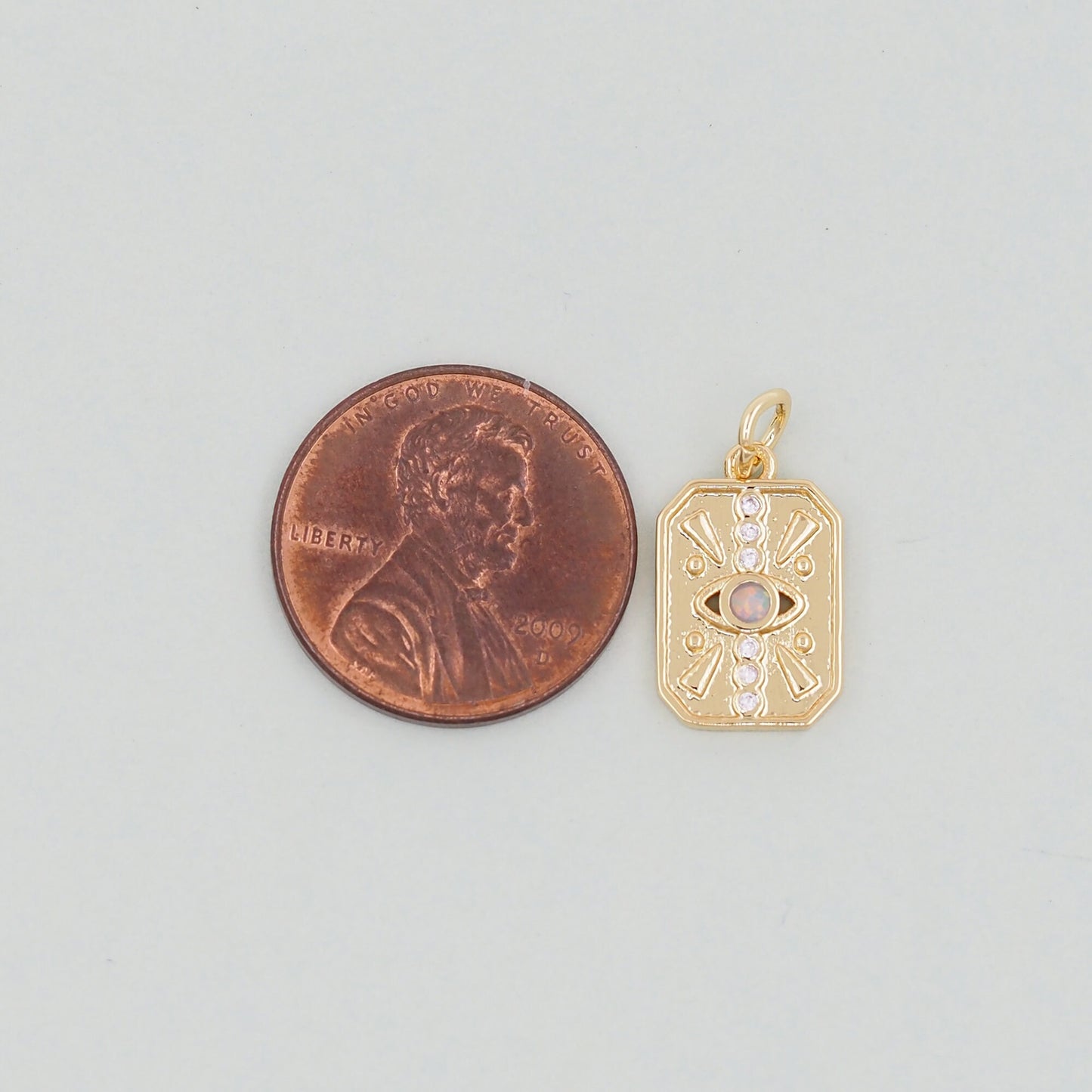 Gold Rectangle Evil Eye Charms,18K Gold Filled Evil Eye Pendant,Evil Eye Charm Bracelet Necklace for DIY Jewelry Making Supply