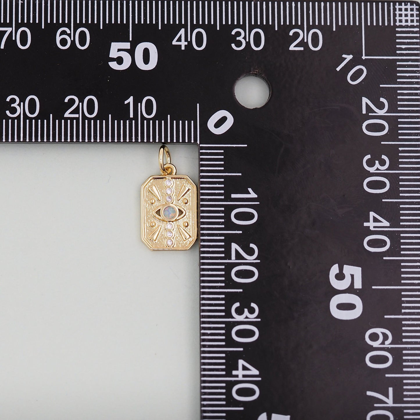 Gold Rectangle Evil Eye Charms,18K Gold Filled Evil Eye Pendant,Evil Eye Charm Bracelet Necklace for DIY Jewelry Making Supply