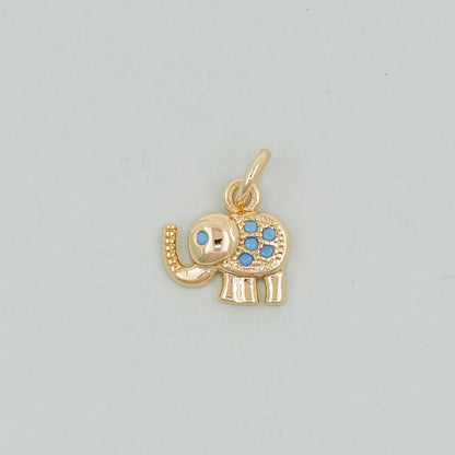 Gold Tiny Elephant Charms,18K Gold Filled CZ Elephant Pendant,Elephant Charm Bracelet Necklace for DIY Jewelry Making Supply