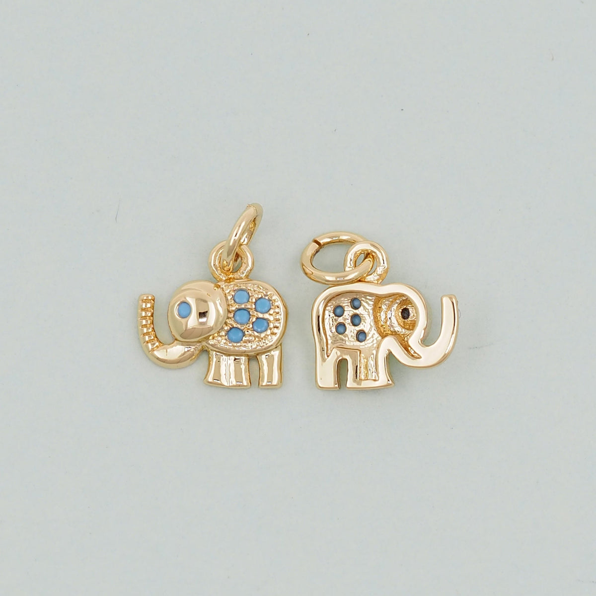 Gold Tiny Elephant Charms,18K Gold Filled CZ Elephant Pendant,Elephant Charm Bracelet Necklace for DIY Jewelry Making Supply