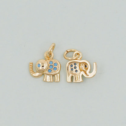Gold Tiny Elephant Charms,18K Gold Filled CZ Elephant Pendant,Elephant Charm Bracelet Necklace for DIY Jewelry Making Supply