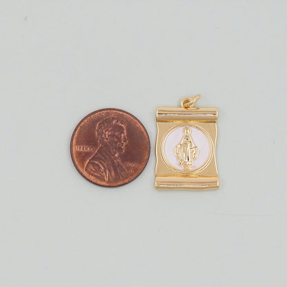 18K Gold Filled Virgin Mary Charm Pendant for Jewelry Making