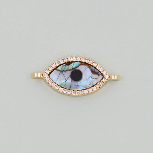 Gold Evil Eye Connector Charms,18K Gold Filled Evil Eye Pendant,Evil Eye Charm Bracelet Necklace for DIY Jewelry Making Supply