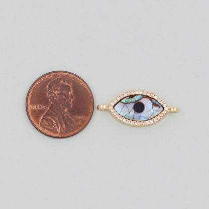 Gold Evil Eye Connector Charms,18K Gold Filled Evil Eye Pendant,Evil Eye Charm Bracelet Necklace for DIY Jewelry Making Supply