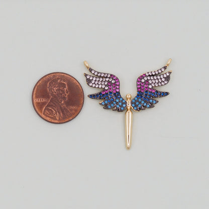 18K Gold Filled Cubic Zirconia Angel Charm Pendant for Jewelry Making