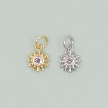 Gold Sun Charms,18K Gold Filled Round Coin Pendant,Celestial Charm Bracelet Necklace for DIY Jewelry Making Supply