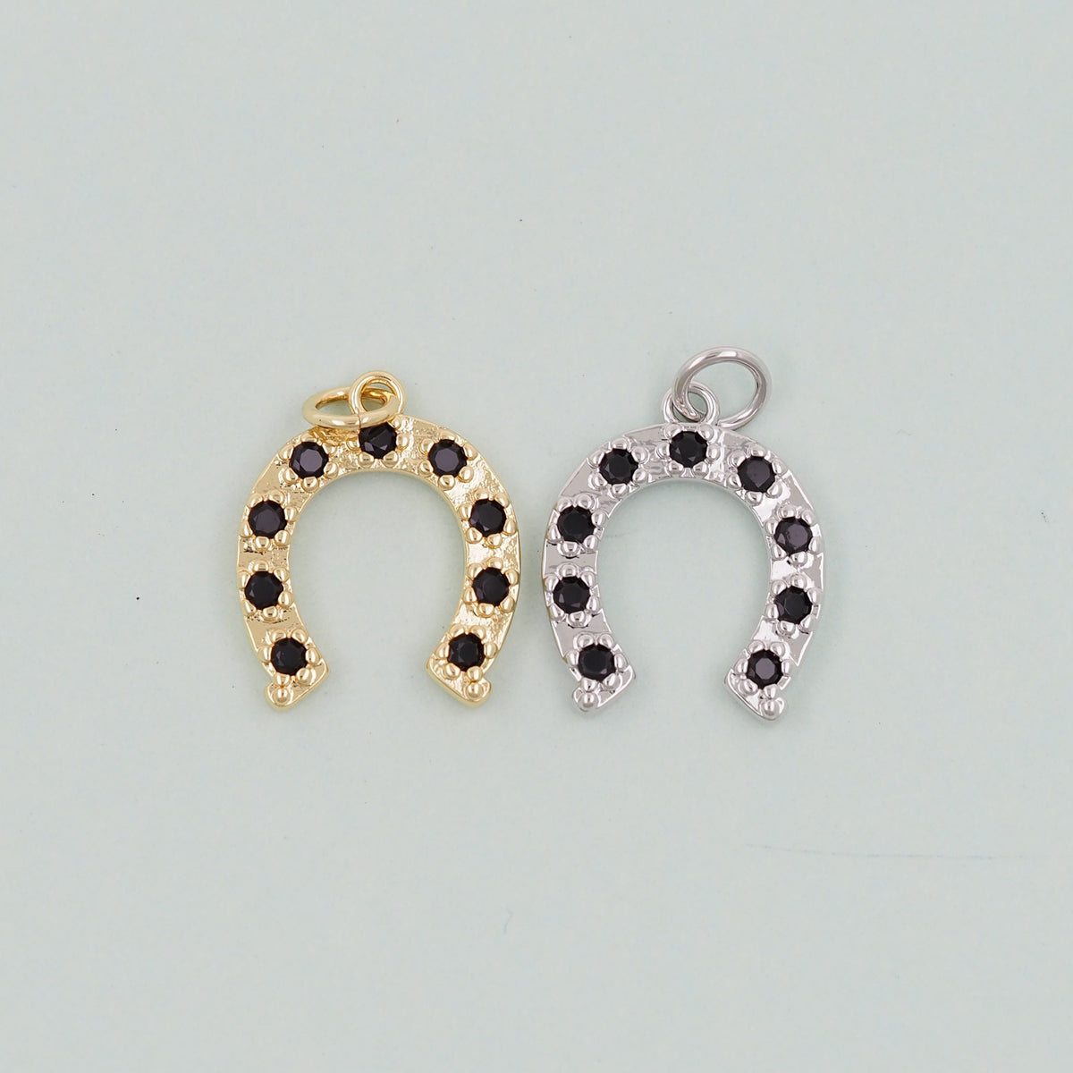 Gold horseshoe Charms,18K Gold Filled CZ horseshoe Pendant,horseshoe Charm Bracelet Necklace for DIY Jewelry Making Supply