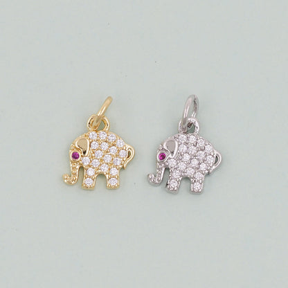 18K Gold Filled Elephant CZ Charm Pendant for Jewelry Making