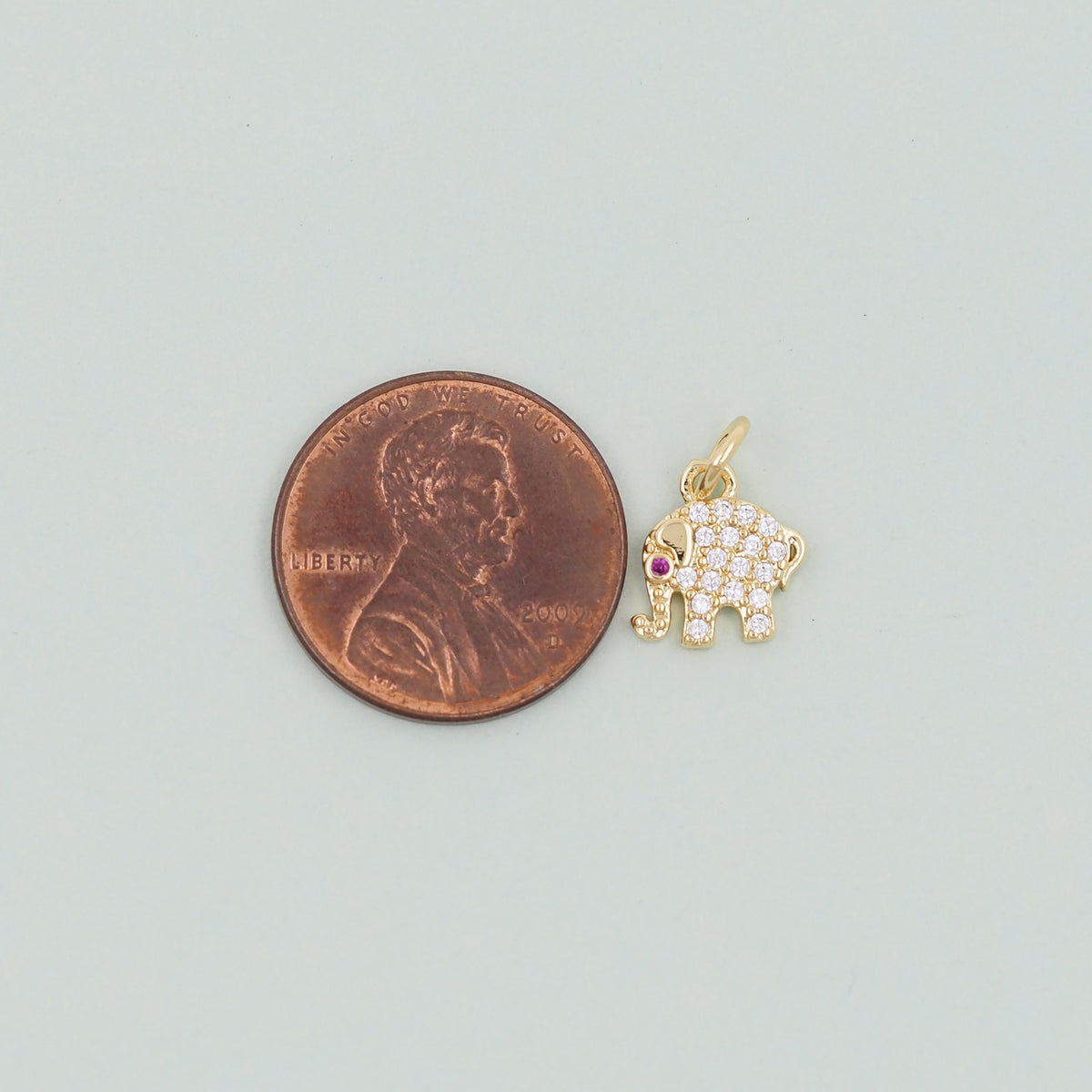 18K Gold Filled Elephant CZ Charm Pendant for Jewelry Making