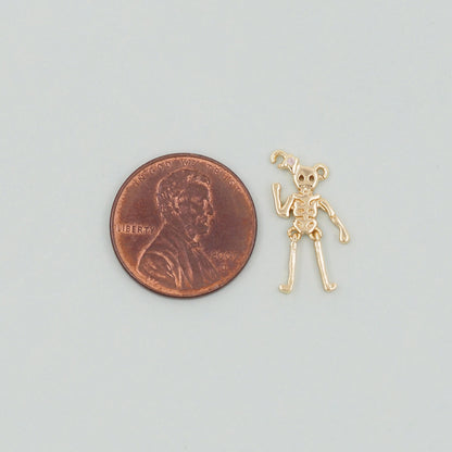 Gold Skeleton Charms,18K Gold Filled Skull Pendant Halloween Charm Bracelet Necklace for DIY Jewelry Making Supply