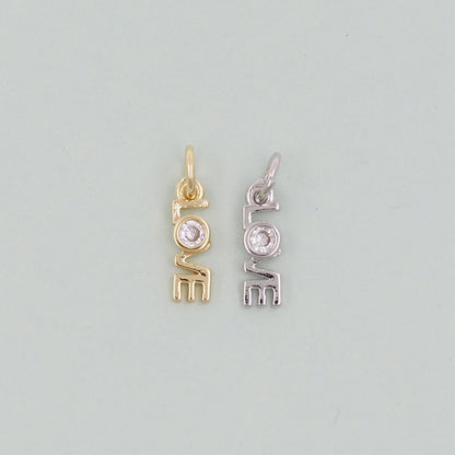 Gold Love Charms,18K Gold Filled Love Pendant,Silver Love Charm Bracelet Necklace for DIY Jewelry Making Supply