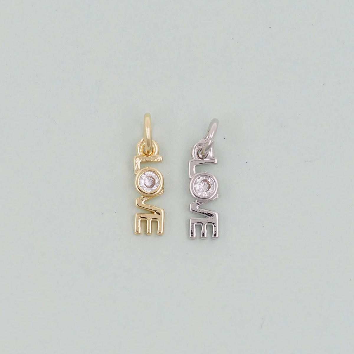 Gold Love Charms,18K Gold Filled Love Pendant,Silver Love Charm Bracelet Necklace for DIY Jewelry Making Supply