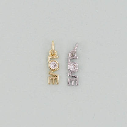 Gold Love Charms,18K Gold Filled Love Pendant,Silver Love Charm Bracelet Necklace for DIY Jewelry Making Supply
