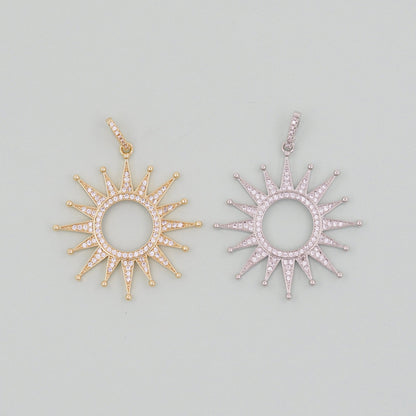 Gold Sun Charms,18K Gold Filled Round  Pendant,Celestial Charm Bracelet Necklace for DIY Jewelry Making Supply