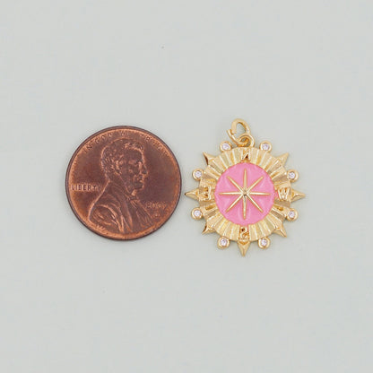 Gold compass Charms,18K Gold Filled Star  Pendant,Celestial Charm Bracelet Necklace for DIY Jewelry Making Supply