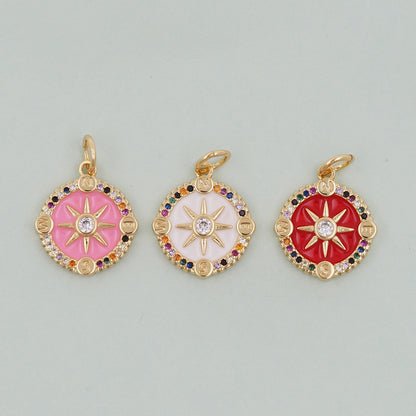 Gold Compass Charms,18K Gold Filled Starburst Pendant,North Star Charm Bracelet Necklace for DIY Jewelry Making Supply