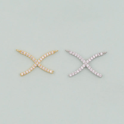 Gold geometry Charms,18K Gold Filled X Pendant,Cross Charm Bracelet Necklace for DIY Jewelry Making Supply