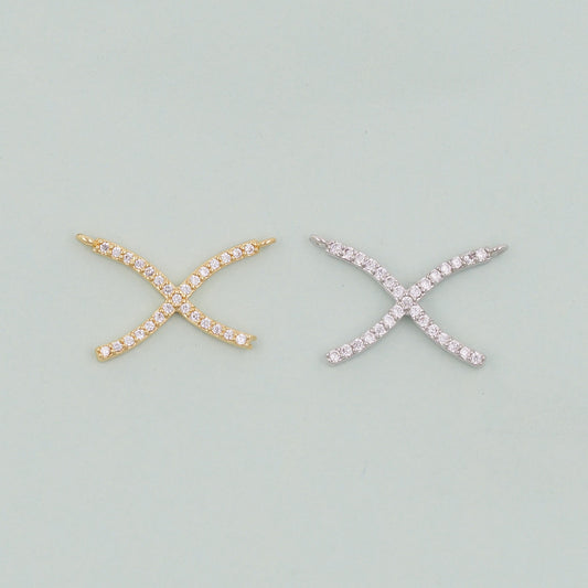 Gold geometry Charms,18K Gold Filled X Pendant,Cross Charm Bracelet Necklace for DIY Jewelry Making Supply
