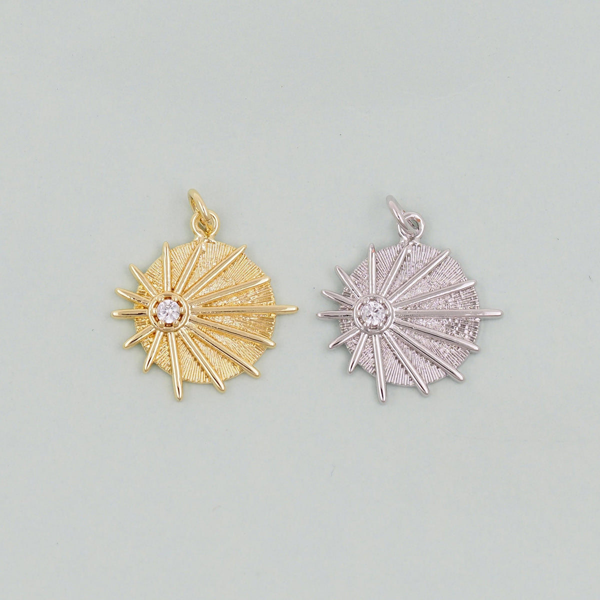 Gold Sun Charms,18K Gold Filled Sun Pendant,Celestial Charm Bracelet Necklace for DIY Jewelry Making Supply