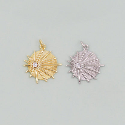 Gold Sun Charms,18K Gold Filled Sun Pendant,Celestial Charm Bracelet Necklace for DIY Jewelry Making Supply