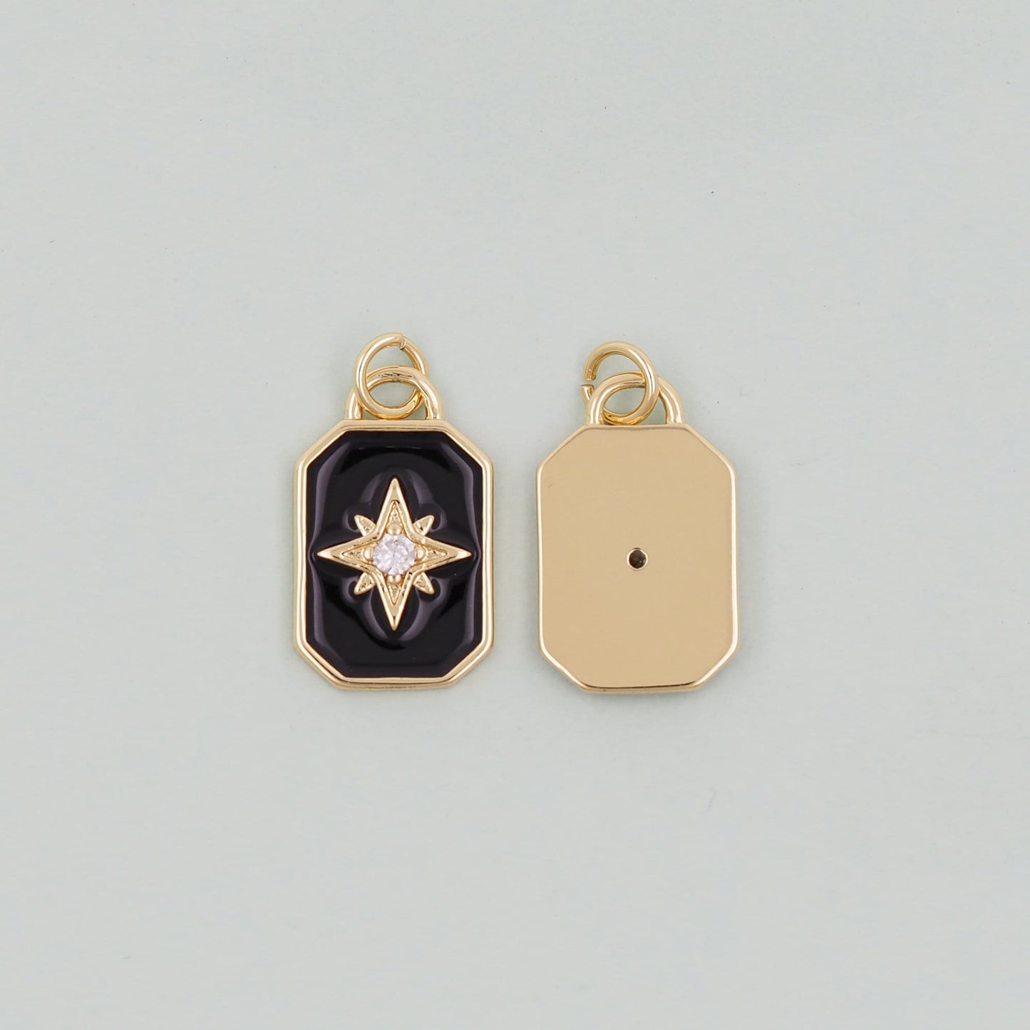 Gold Enamel Star Charms,18K Gold Filled Starburst Pendant,North Star Charm Bracelet Necklace for DIY Jewelry Making Supply