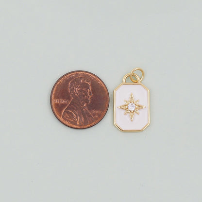Gold Enamel Star Charms,18K Gold Filled Starburst Pendant,North Star Charm Bracelet Necklace for DIY Jewelry Making Supply