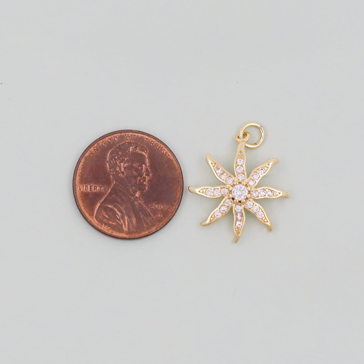 18K Gold Filled Sun Charm Pendant for Jewelry Making