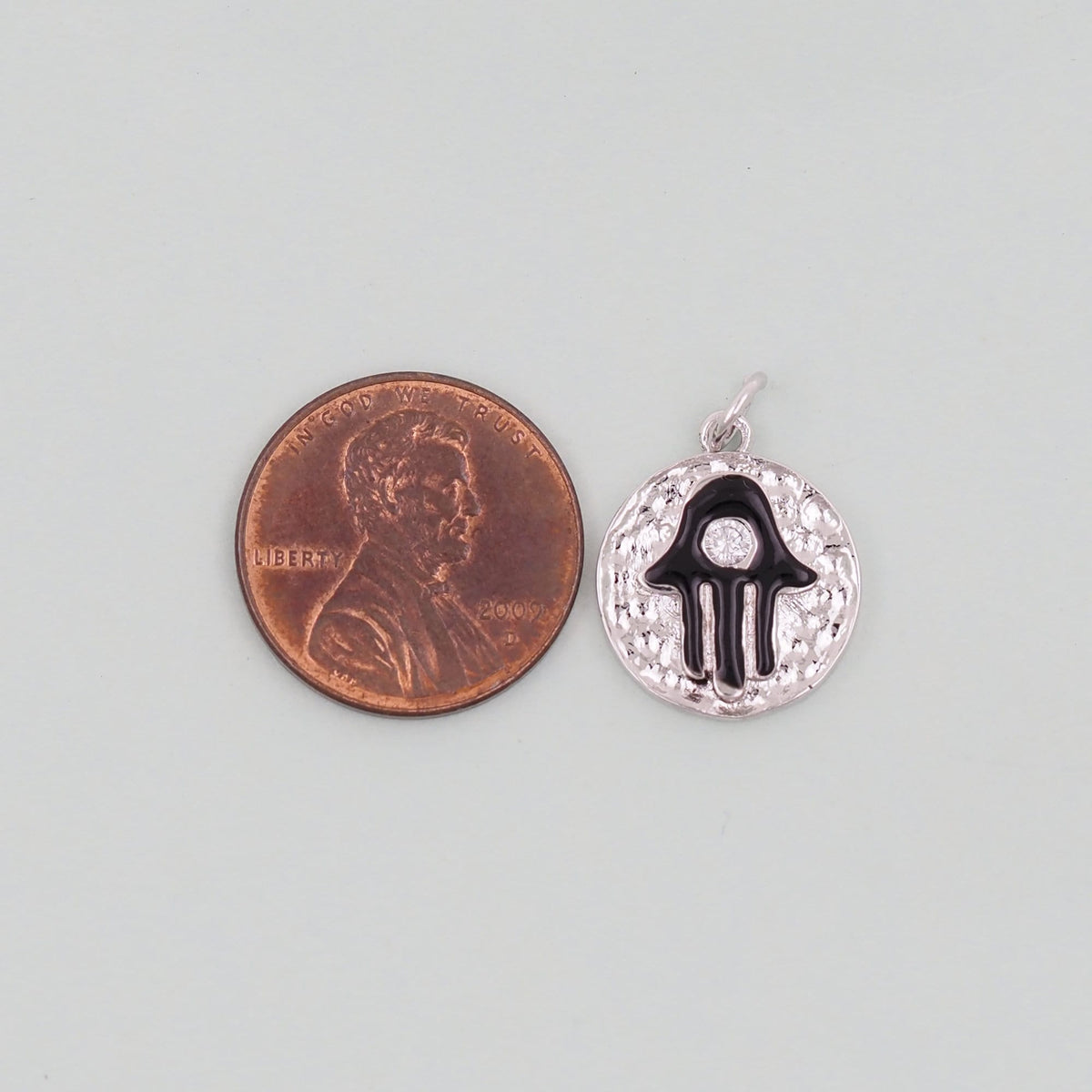 Gold Round Coin Hamsa Charms,18K Gold Filled CZ Hamsa Pendant,Silver Hamsa Protection Charms Bracelet Necklace for DIY Jewelr
