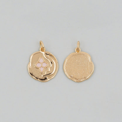 Gold geometry Charm,18K Gold Filled enamel Geometric Pendant Charm Bracelet Necklace for DIY Jewelry Making Supply