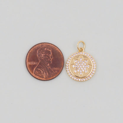 Gold Star Charms,18K Gold Filled Starburst Pendant,North Star Charm Bracelet Necklace for DIY Jewelry Making Supply
