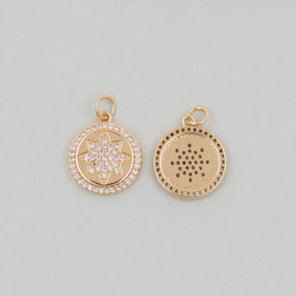 Gold Star Charms,18K Gold Filled Starburst Pendant,North Star Charm Bracelet Necklace for DIY Jewelry Making Supply