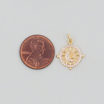 Gold Star Charms,18K Gold Filled Moon Pendant,Star Charm Bracelet Necklace for DIY Jewelry Making Supply