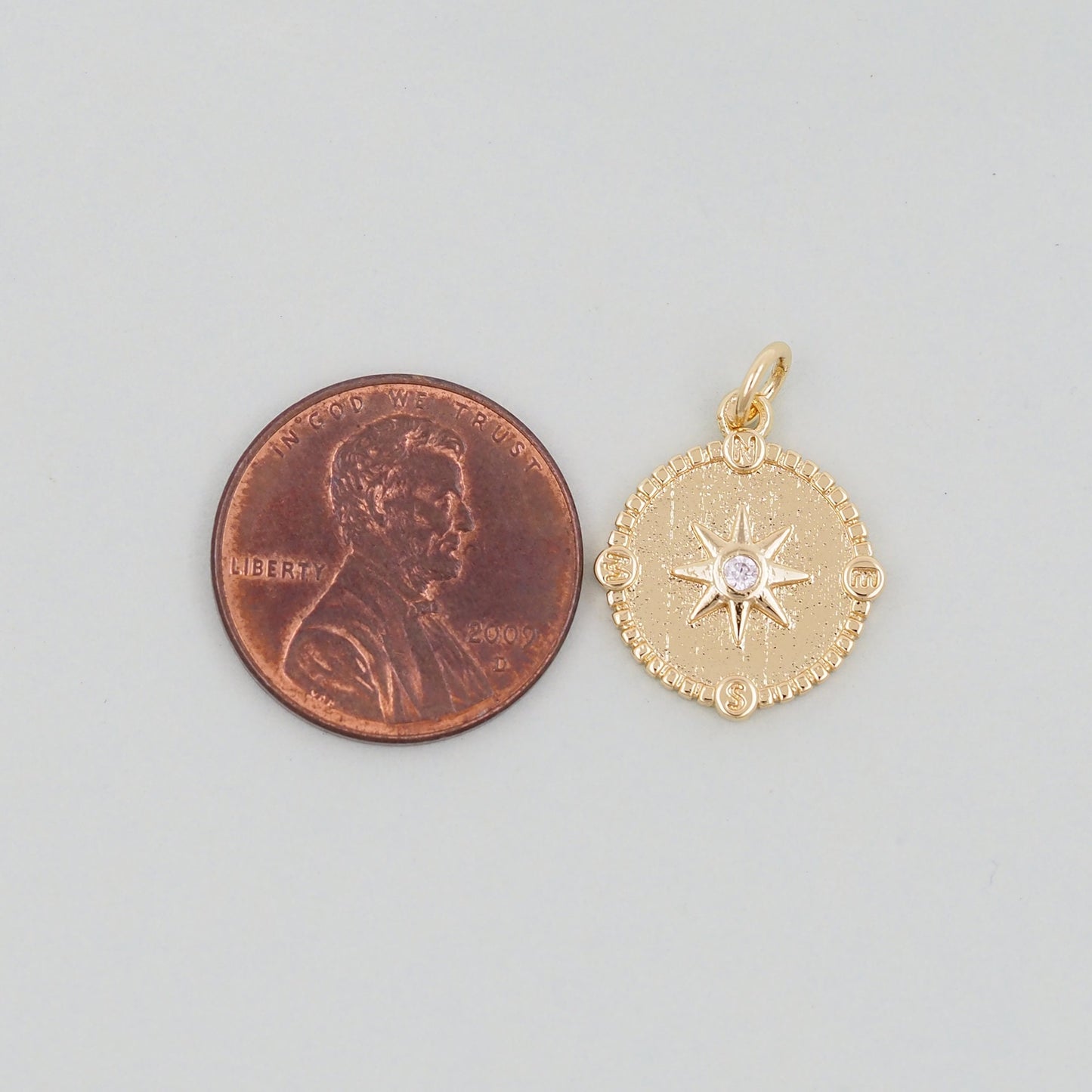 Gold Round Coin Star Charms,18K Gold Filled Starburst Pendant,North Star Charm Bracelet Necklace for DIY Jewelry Making Supply