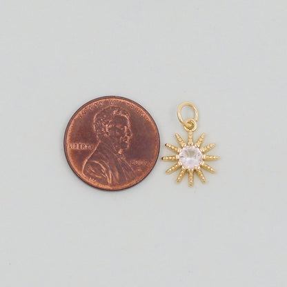 18K Gold Filled Sun Charm Pendant for Jewelry Making
