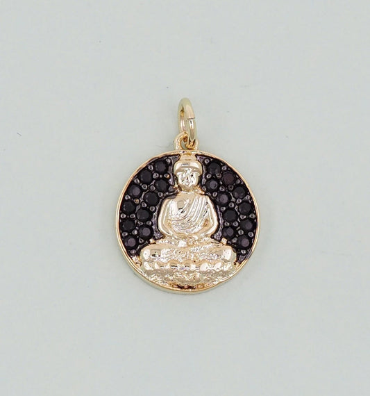 Gold Buddha Charms,18K Gold Filled CZ Buddha Pendant,Buddha Charm Bracelet Necklace for DIY Jewelry Making Supply