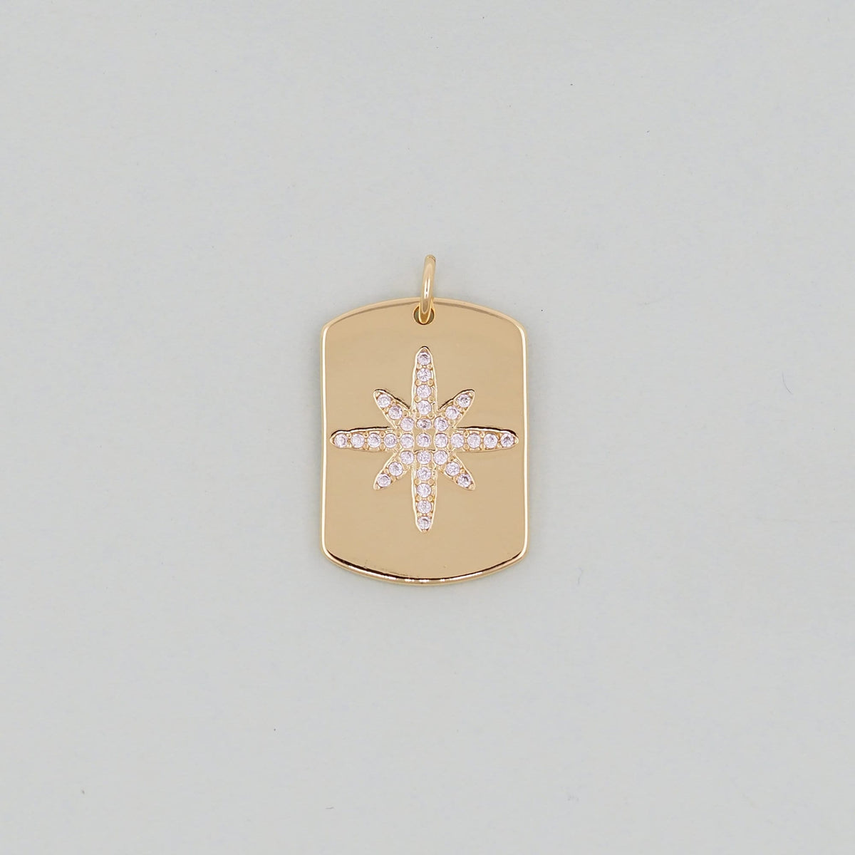 Gold rectangle north star Charms,18K Gold Filled Starburst Pendant,North Star Charm Bracelet Necklace for DIY Jewelry Making 