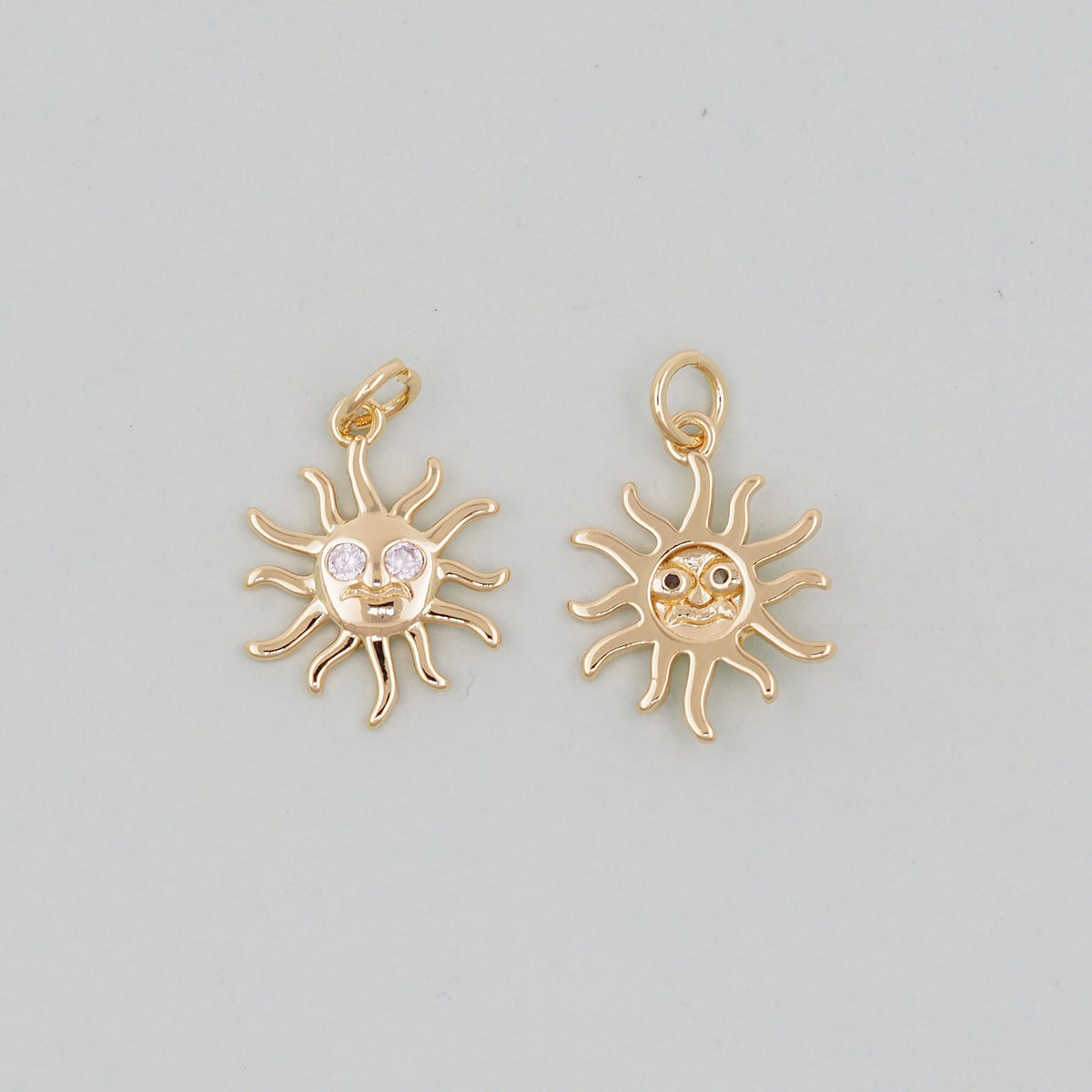 Gold CZ Sun Charms,18K Gold Filled Sun Pendant,Celestial Charm Bracelet Necklace for DIY Jewelry Making Supply