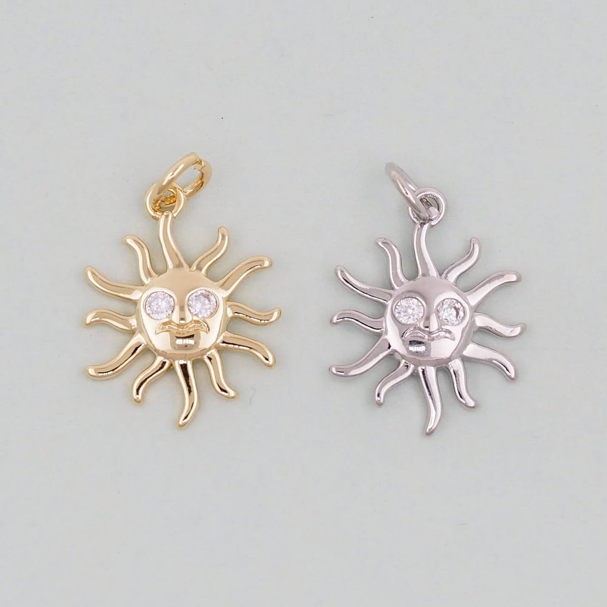 Gold CZ Sun Charms,18K Gold Filled Sun Pendant,Celestial Charm Bracelet Necklace for DIY Jewelry Making Supply