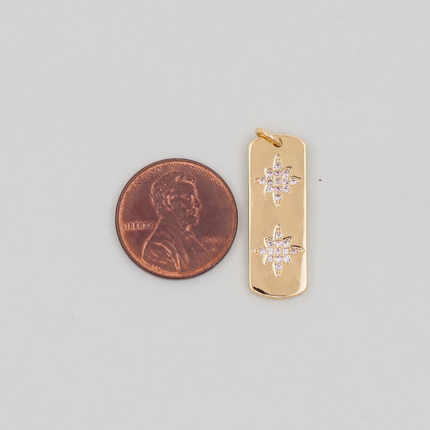 Gold rectangle north star Charms,18K Gold Filled Starburst Pendant,North Star Charm Bracelet Necklace for DIY Jewelry Making Supply