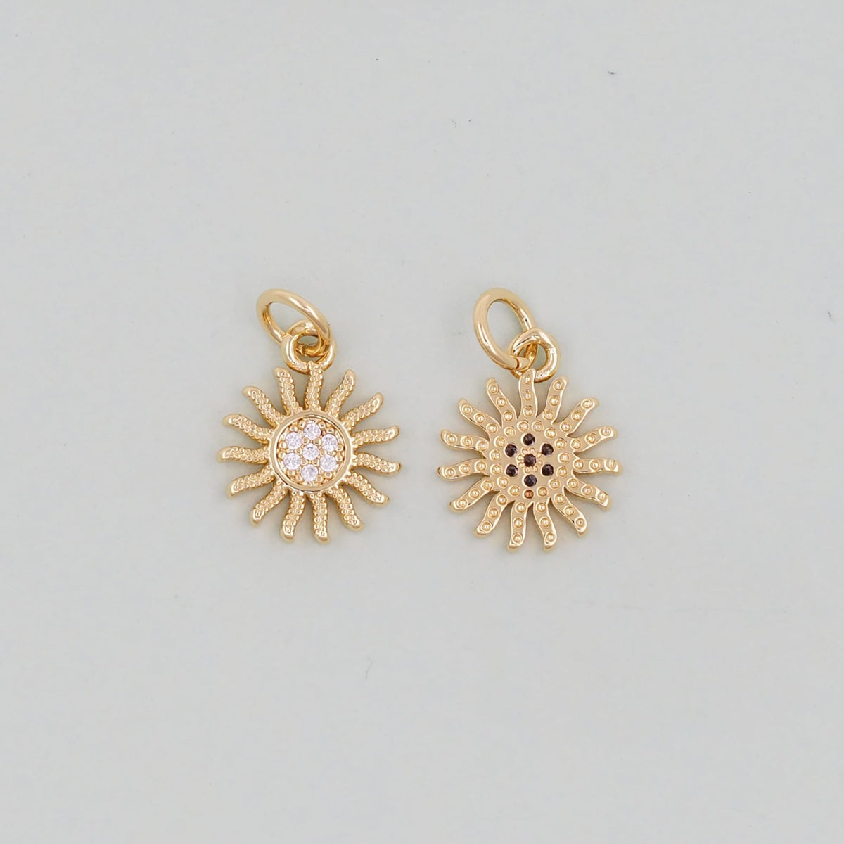 Gold CZ Sun Charms,18K Gold Filled Sun Pendant,Celestial Charm Bracelet Necklace for DIY Jewelry Making Supply