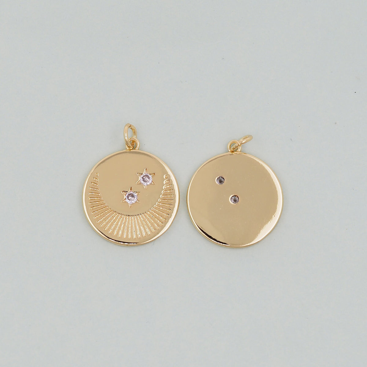 Gold Moon Star Charms,18K Gold Filled CZ Moon Pendant,Celestial Charm Bracelet Necklace for DIY Jewelry Making Supply