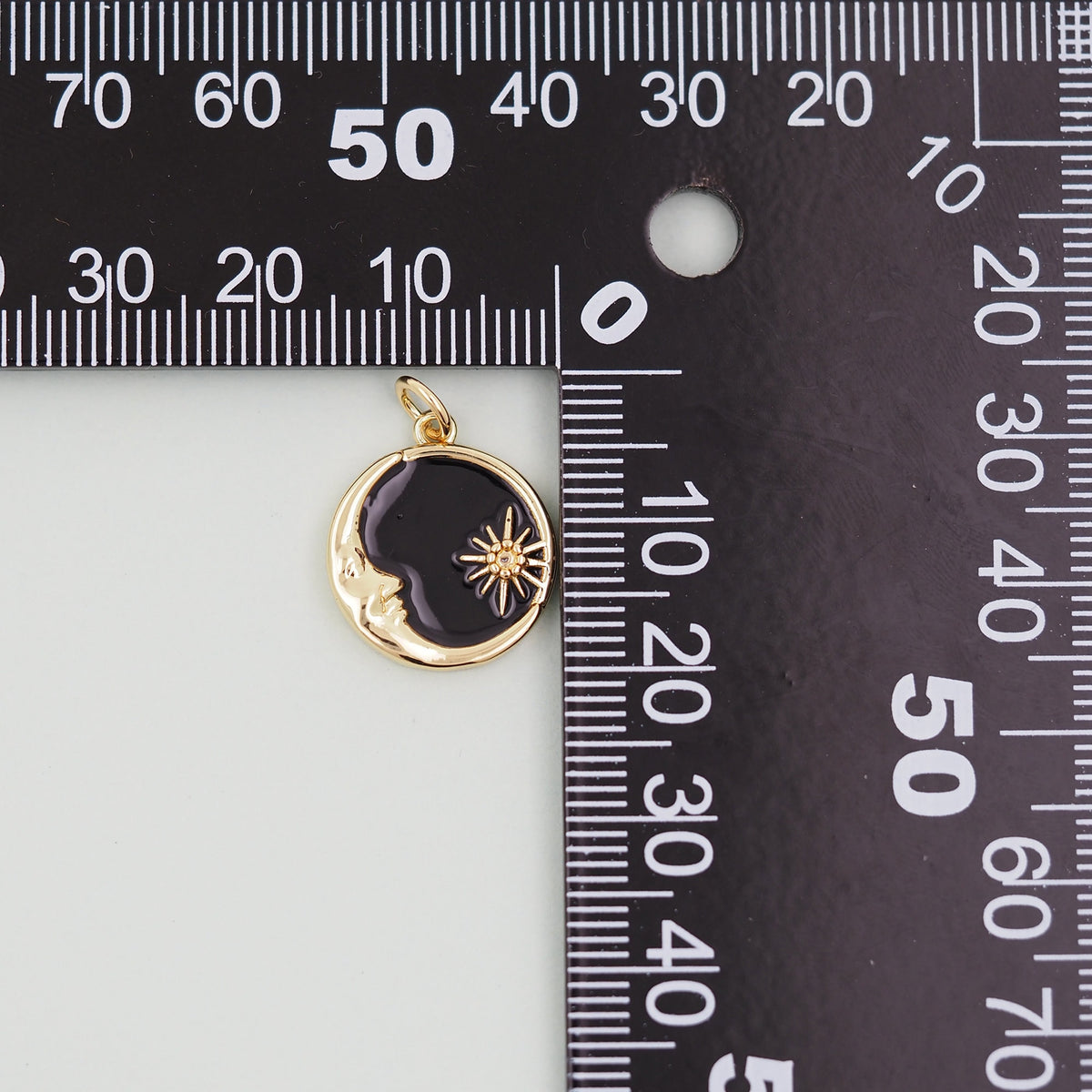 Gold Round Moon Star Charms,18K Gold Filled CZ Enamel Moon Pendant,Celestial Charm Bracelet Necklace for DIY Jewelry Making S