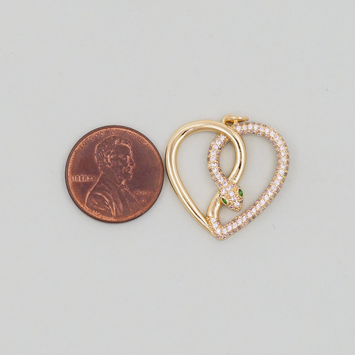 Gold Heart Snake charms,18K Gold Filled CZ Snake Pendant,Silver Snake Charms Bracelet Necklace for DIY Jewelry Making Supply