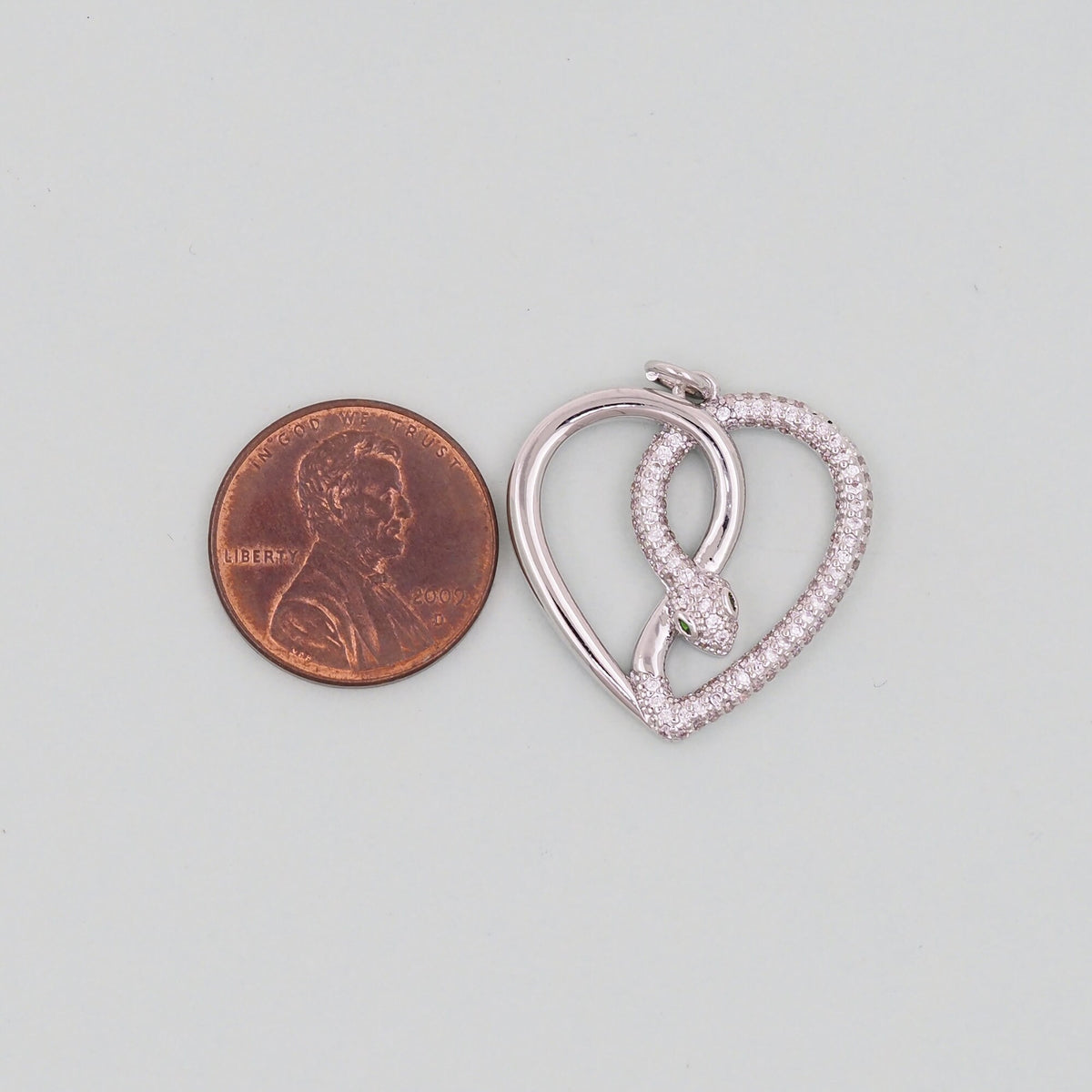 Gold Heart Snake charms,18K Gold Filled CZ Snake Pendant,Silver Snake Charms Bracelet Necklace for DIY Jewelry Making Supply
