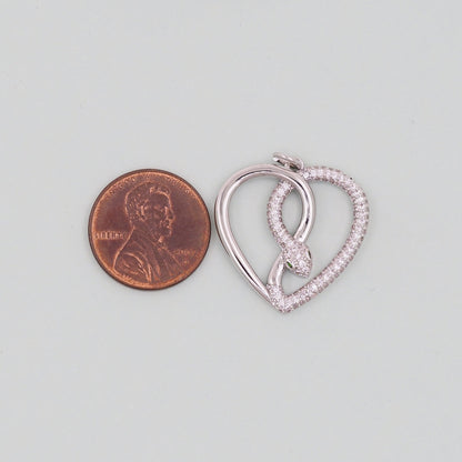 Gold Heart Snake charms,18K Gold Filled CZ Snake Pendant,Silver Snake Charms Bracelet Necklace for DIY Jewelry Making Supply