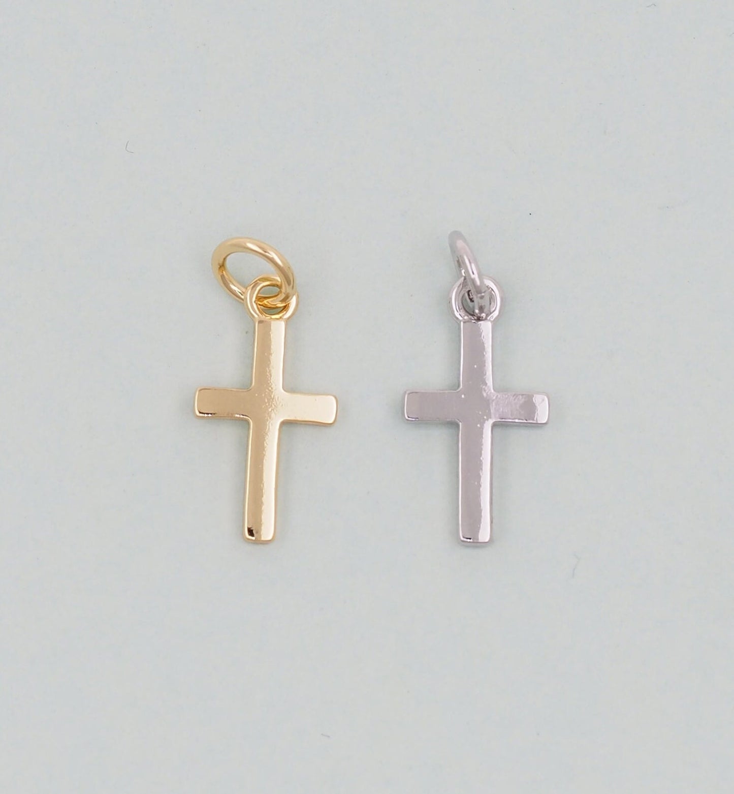 Gold Cross Charms,18K Gold Filled Cross Pendant,Silver Religious Charm Bracelet Necklace for DIY Jewelry Making Supply