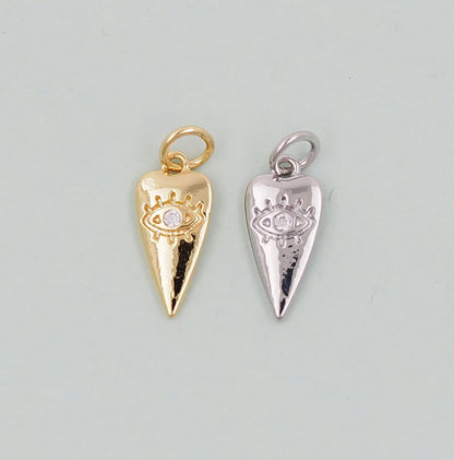 Gold Heart Charms,18K Gold Filled Heart Pendant,Heart Evil eye Charm Bracelet Necklace for DIY Jewelry Making Supply