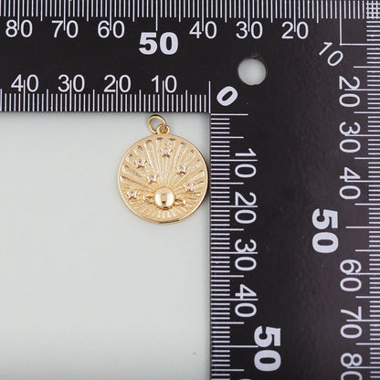 Gold Saturn Charms,18K Gold Filled Round Coin Saturn Pendant,Silver Celestial Charm Bracelet Necklace for DIY Jewelry Making Supply